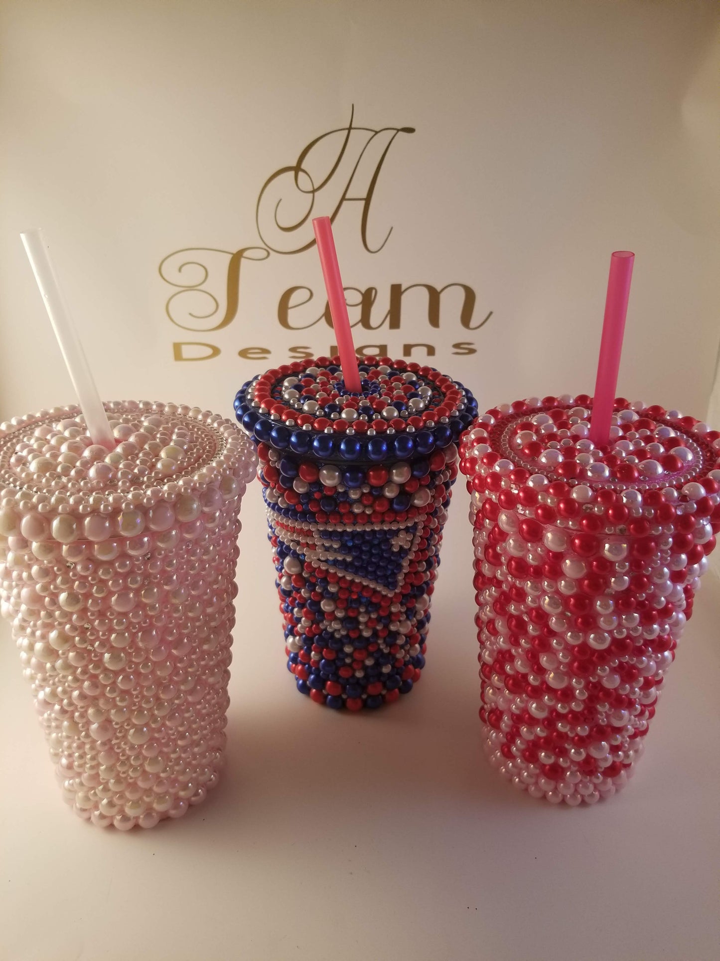 Pearl and Rhinestone Tumbler 16 oz