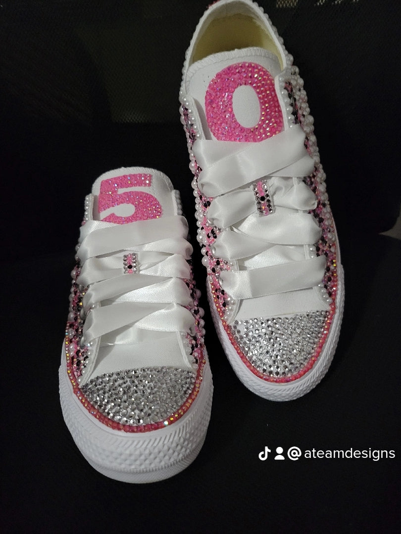 Custom Pearl and Crystal Converse/Vans